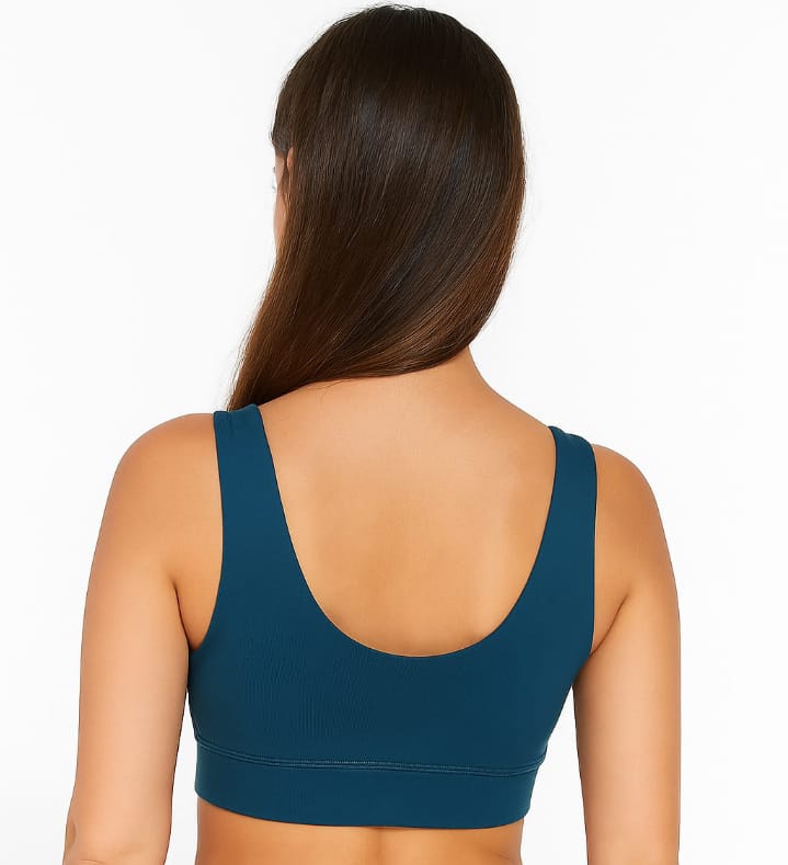 Soft 100% Cotton Teal Blue Bra with Detachable Pads for Women - Image 2