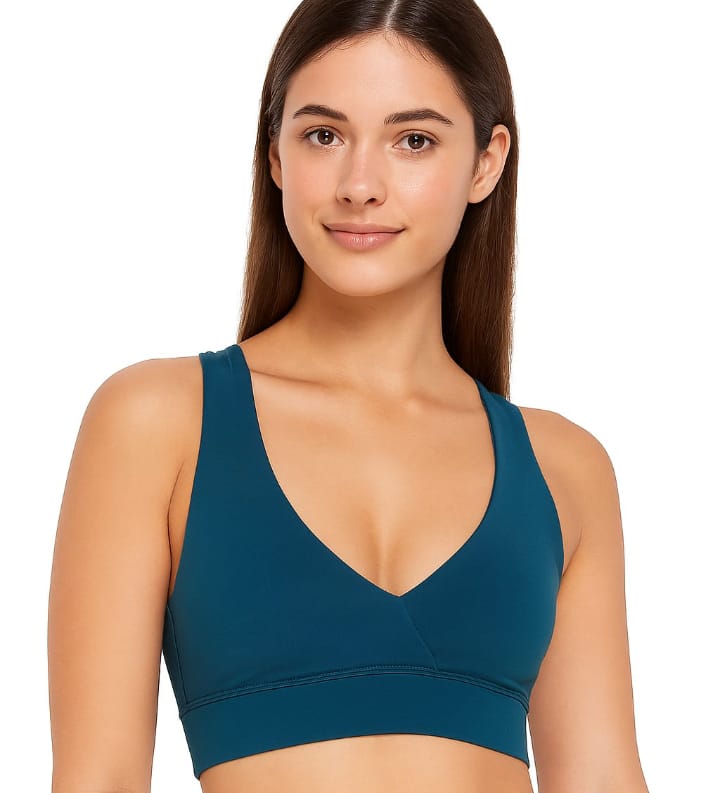Soft 100% Cotton Teal Blue Bra with Detachable Pads for Women