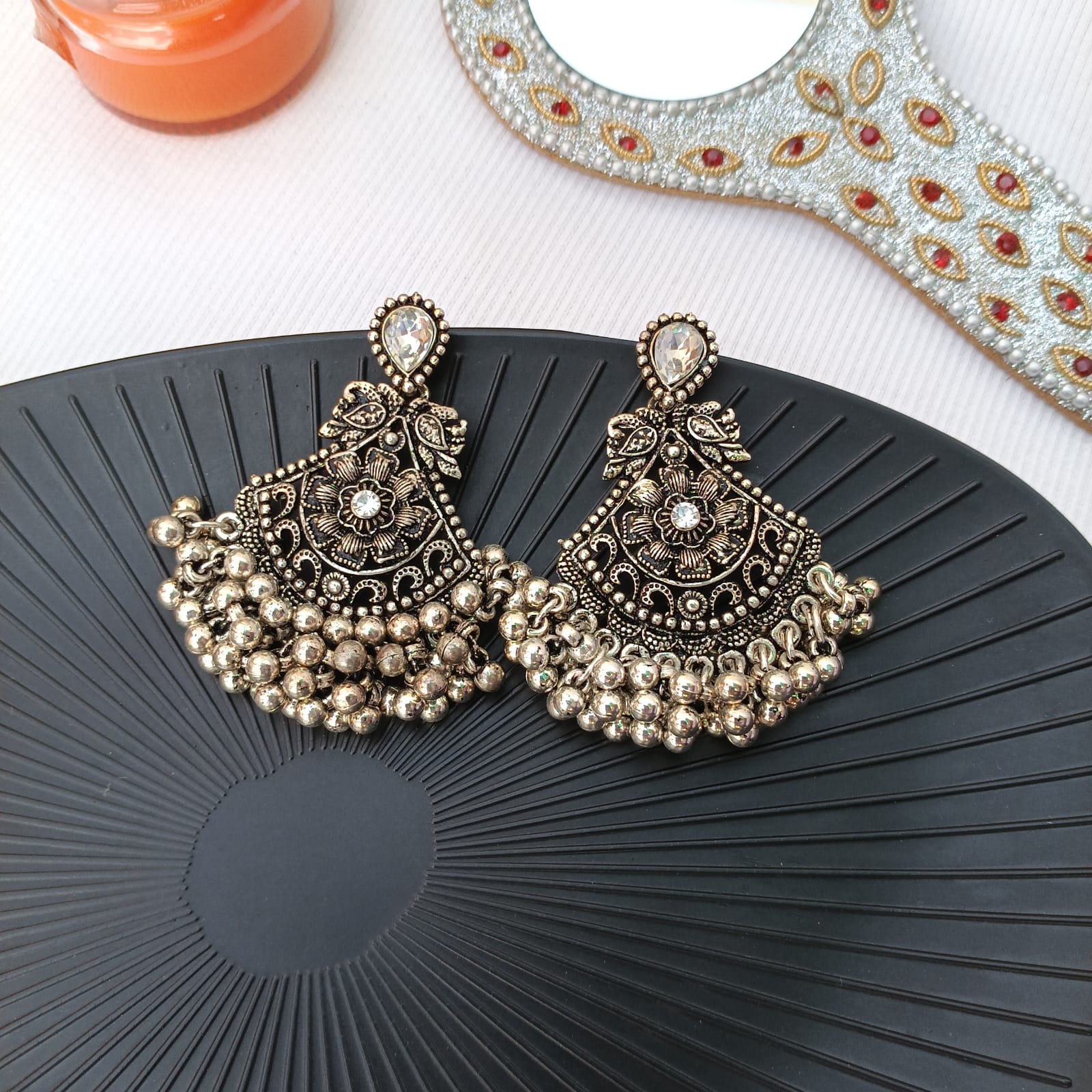 Oxidised Silver Ghunghru Jhumka Earrings for Women| Festive & Party Wear Earrings